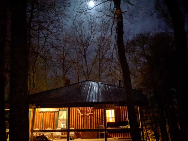 Ball Cottage in the Moonlight in Maine